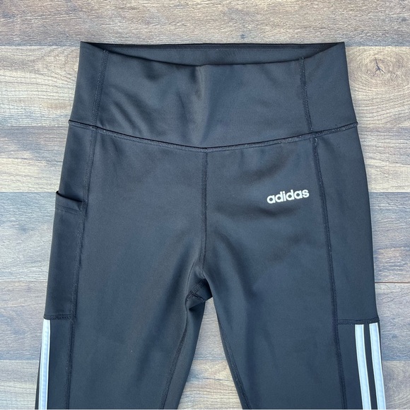Adidas Climalite Black Leggings with White Stripes Medium - Picture 2 of 7